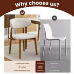 Dining Chairs Set of 4, Mid Century Modern Upholstered Dining Room Chairs, Farmhouse Kitchen Chairs with Padded Fabric Seat & Wood Legs, Beige