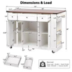 Kitchen Cart with Tempered Glass Doors, Side Racks, Power Outlet, and Drop Leaf