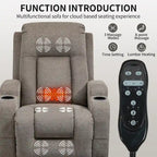 Power Lift Recliner Chair, Modern Single Motor Massage Sofa Chair with Lumbar Heating, USB Charging Port, Cup Holders