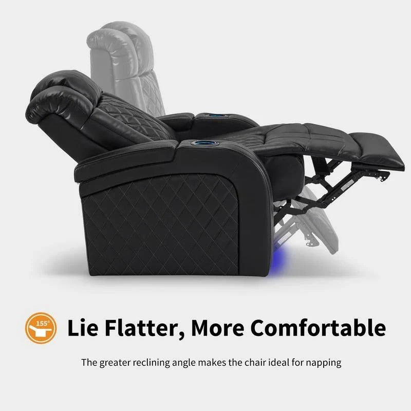 MCombo Power Recliner Chair with Adjustable Headrest, Dual Motor Home Theater Seating with USB Port, Breathable Leather HTS411