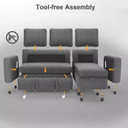 Dyonery 81 Sectional Sleeper Sofa, L-Shaped Pull Out Couch with Reversible Storage Chaise, USB, Reclining Backrest