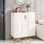 Shoe Cabinet for 20 Pairs, 6-Tier Modern Storage Cabinet with Doors, Freestanding Entryway Organizer, White & Gold