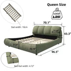 MAYEERTY Queen Size Luxury Upholstered Platform Bed with Oversized Padded Backrset and Solid Wood Frame Green