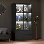 Display Storage Cabinet,Display Cabinet with Tempered Glass Doors, Showcase with 4-Tier Storage Shelves
