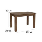 Flash Furniture Tavolo da Pranzo Rettangolare Rustico in Pino Massiccio 46 x 30