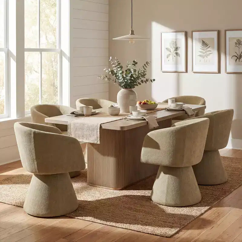 Christopher Knight Home Yodsak Modern 7 Piece Wooden and Metal Dining Set with 180 Swivel Chairs