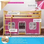 Max & Lily Twin over Twin Low Bunk with Curtains