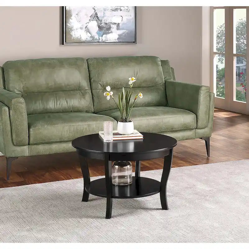 Round Coffee Table with Shelf