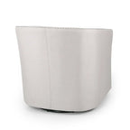 Swivel Accent Chair, Classic Round Barrel Style, Wheat Beige Fabric