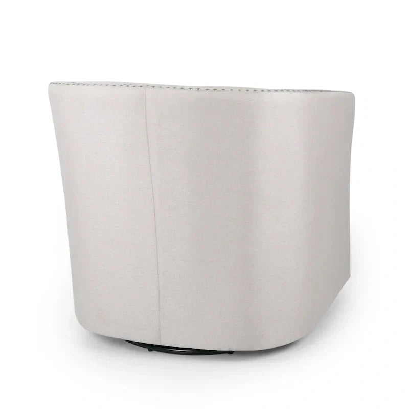 Swivel Accent Chair, Classic Round Barrel Style, Wheat Beige Fabric