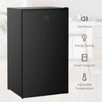 3.2 Cu.Ft Mini Fridge with Freezer, Single Door Compact Refrigerator with Adjustable Thermostat for Bedroom