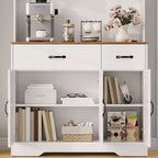 71 Kitchen Pantry Cabinet with Charging Station, Large Countertop, Microwave Stand & 2 Drawers,Hutch Storage for Dining & Living Room