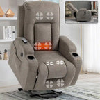 Power Lift Recliner Chair, Modern Single Motor Massage Sofa Chair with Lumbar Heating, USB Charging Port, Cup Holders