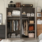 Armoire moderne autoportante en bois massif avec étagères de rangement