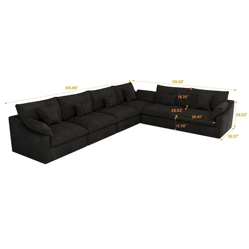 Large Linen Corner Sectional Sofa Couch for Living Room Set