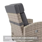 Outdoor Recliner Chair, Reclining Patio Chairs with Adjustable Backrest & Footrest, Wicker Lounge Recliner Up to 150 with Flip-Up Table