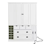 Whisen 71'' Tall Freestanding Kitchen Pantry, Large Dining Storage Cabinet Cupboard Sideboards With 4 Foldable Doors, Shelves, Wine Racks