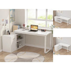 Bureau d'angle réversible blanc pivotant Bureau d'ordinateur