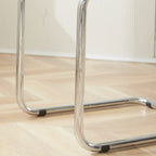Simple Metal Armless Dining Chair in Yellow Solid Back