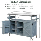 Îlot de cuisine extérieur, chariot de bar roulant et meuble de rangement, table de grillade en bois massif avec plateau en acier inoxydable, porte-épices, porte-serviettes