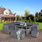 Costway 7 PCS Patio Rattan Dining Set Sectional Sofa Couch Ottoman - See Details