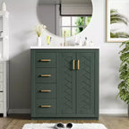30 Single Sink Bathroom Vanity with Cabinet & 3 Drawers – Black / Blue / Green / Indigo / White