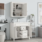 36'' Modern Bathroom Vanity with Top Sink and Mirror Cabinet,2 Doors and 2 Drawers