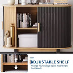 40'' Fluted Sideboard Buffer Cabinet, Storage Cabinet with Sliding Door & Adjustable Shelf, Modern Credenza Storage Cabinets,Tambour Bar Console Table