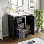 30 Single Sink Bathroom Vanity with Cabinet & 3 Drawers – Black / Blue / Green / Indigo / White