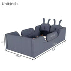 Whisen Twin - Letto a piattaforma, Letto imbottito da pavimento per bambini con cuscino a coniglio, Sponde laterali rimovibili