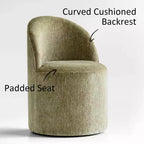 Modern Dining Table Set For 6, Round Pedestal Dining Table, Swivel Rolling Barrel Chairs With Wheels, Textured Chenille- Panipeachy