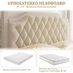 Queen Size Canopy Bed Frame with Poles 4 Corner Bed Bracket, Solid Wood Slats Support, No Box Spring Needed, Noise Free