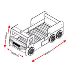 GDFStudio Juna Twin Size Fire Truck Bed with LED Light