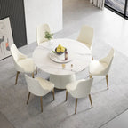 53 Round Dining Table for 6 with Sintered Stone Tabletop and Lazy Susan