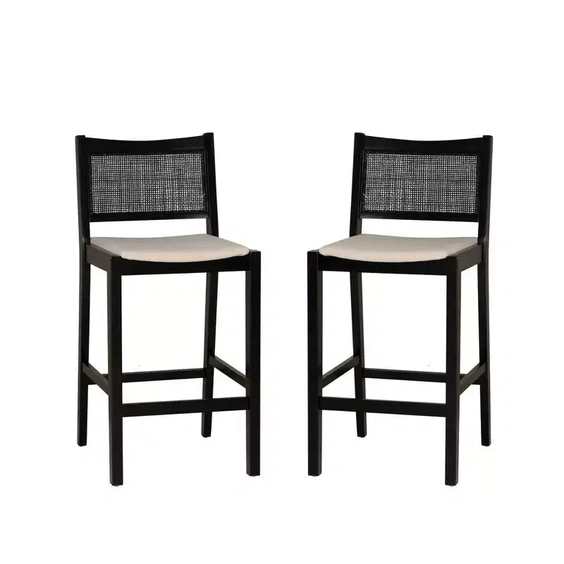 Powell Set of 2 Bessie Cane Barstools Black