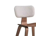 Sedia da pranzo Casson da 46,5 cm, bouclé bianco e noce: stile Mid-century, seduta curva