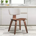 Sedia da pranzo Casson da 46,5 cm, bouclé bianco e noce: stile Mid-century, seduta curva