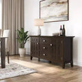 Credenza Madia Naturale: Portabottiglie, Ripiani Regolabili, Pino e Compensato