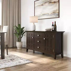 Credenza Madia Naturale: Portabottiglie, Ripiani Regolabili, Pino e Compensato