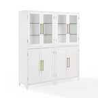 Crosley 70" Roarke 2pc Pantry Storage Cabinet with Glass Door Hutch Set White
