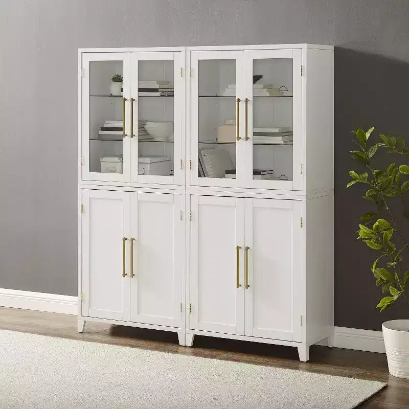 Dispensa/Mobile da cucina a 2 ante con vetrinetta Roarke da 70", bianco