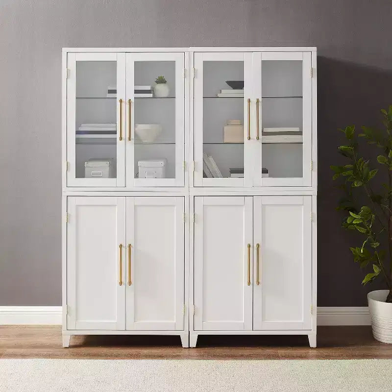 Dispensa/Mobile da cucina a 2 ante con vetrinetta Roarke da 70", bianco