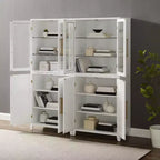 Dispensa/Mobile da cucina a 2 ante con vetrinetta Roarke da 70", bianco