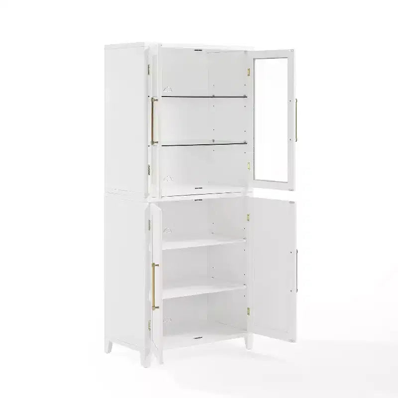 Dispensa/Mobile da cucina a 2 ante con vetrinetta Roarke da 70", bianco