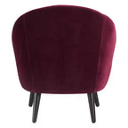 Nico Mid Century Modern Accent Chair and Ottoman Set French Merlot Red Velvet - Adore Decor: Upholstered, Polyester, Wood Frame