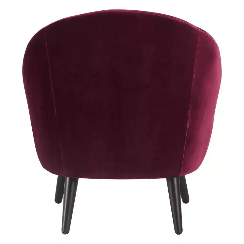 Nico Mid Century Modern Accent Chair and Ottoman Set French Merlot Red Velvet - Adore Decor: Upholstered, Polyester, Wood Frame