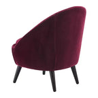 Nico Mid Century Modern Accent Chair and Ottoman Set French Merlot Red Velvet - Adore Decor: Upholstered, Polyester, Wood Frame
