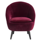 Nico Mid Century Modern Accent Chair and Ottoman Set French Merlot Red Velvet - Adore Decor: Upholstered, Polyester, Wood Frame