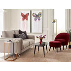 Nico Mid Century Modern Accent Chair and Ottoman Set French Merlot Red Velvet - Adore Decor: Upholstered, Polyester, Wood Frame