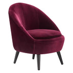 Nico Mid Century Modern Accent Chair and Ottoman Set French Merlot Red Velvet - Adore Decor: Upholstered, Polyester, Wood Frame